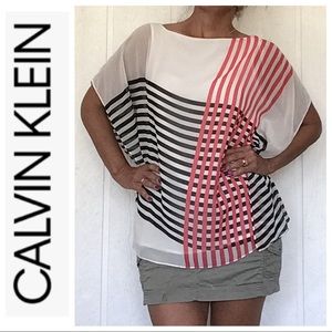 CALVIN KLEIN STRIPED DOLMAN  SLEEVE TOP MED…